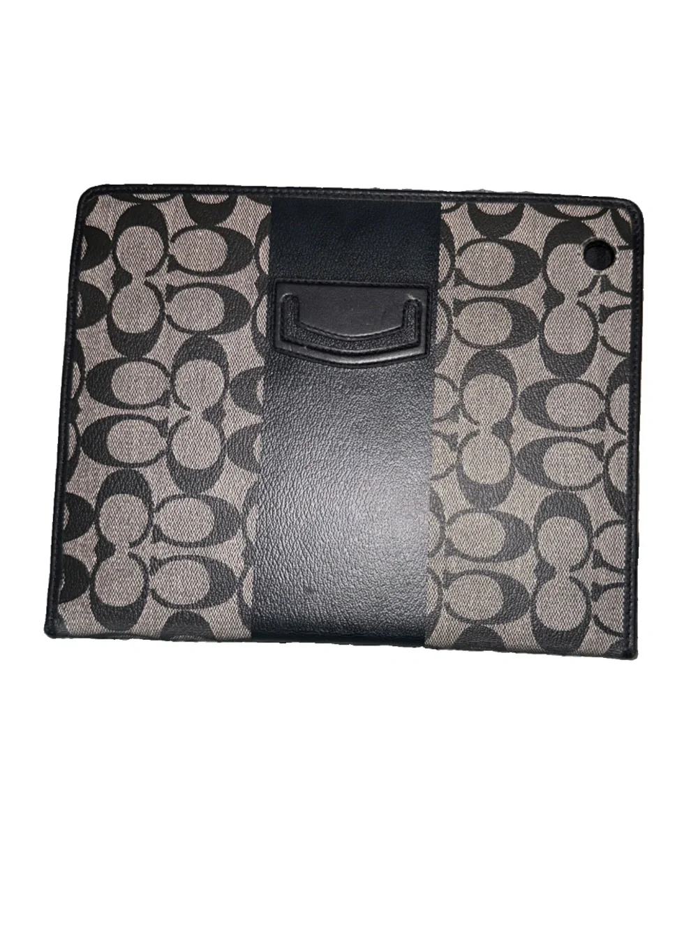 Coach Signature Vintage iPad Case Black & Gray with Leather Trim